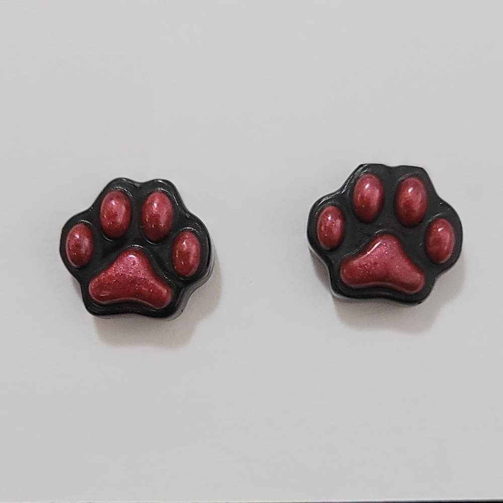 Resin Paw Print Stud Earrings